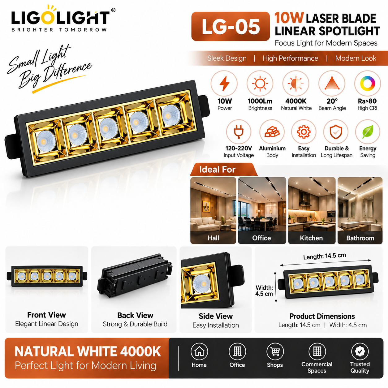 10W LED Laser Blade Linear Spotlight