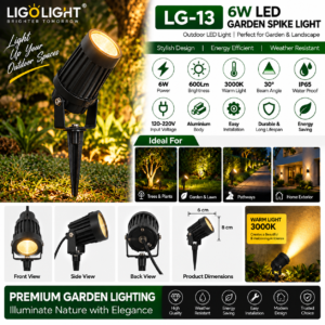 6 Watt LED Garden Spike Light – Black Warm White 3000K IP65